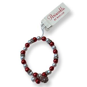 🤯5/$25🤯 NEW Periwinkle By Barlow Pearl, Red, And Rhinestone Girls Bracelet